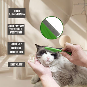 بسعر المصنع شعر حيوانات أليفة من الفولاذ المقاوم للصدأ مع مقبض طويل لمزيل البقع المسيل للدموع مشط خالي من النت - Product Image 3