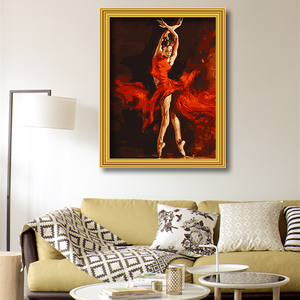 Bailarina en vestido rojo Pintura DIY <span class=keywords><strong>por</strong></span> números Pintura personalizada <span class=keywords><strong>por</strong></span> números Pintura al óleo <span class=keywords><strong>para</strong></span> decoración del hogar - Product Image 2