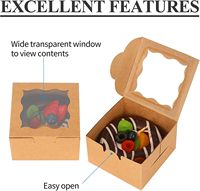 Mini boîtes à pâtisserie rigides en papier kraft avec fenêtre en PVC, écologiques, réutilisables, portables, modernes, de luxe, personnalisables, avec gaufrage pour biscuits