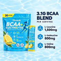 Vente en gros de poudre de mélange de boissons BCAA + électrolytes saveur citron, 30 sachets, marque privée