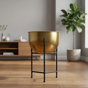 Metal Planter with Black <b>Pot</b> <b>Stand</b> - Product Image 3