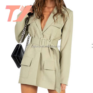 Tuoyi ชุดเบลเซอร์โอเวอร์ไซส์สำหรับผู้หญิงชุดเบลเซอร์มีเข็มขัดแฟชั่นใหม่ - Product Image 1