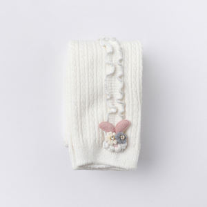 Pantalon à volants latéraux M966, accessoire lapin mignon, tricot en coton doux et confortable, leggings pour filles et enfants - Product Image 6