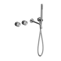 Robinet de baignoire encastré en laiton doré brossé de style américain, installation murale intégrée, ensemble de douche chaud/froid intégré