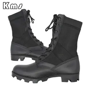 KMS Custom Wholesale Leather Oxford Safety Waterproof Outdoor Botas Bottes Tactiques Tactical Black Combat Boots For Men