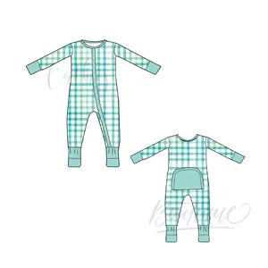 Qingli OEM-Conjunto de ropa de bebé unisex, set de regalo para recién nacido, Diseño a rayas verdes, 2023