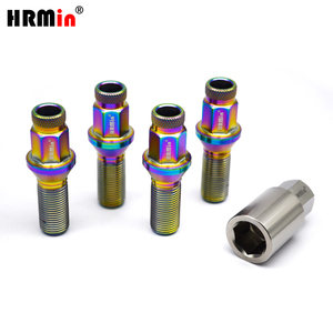 Pernos <span class=keywords><strong>de</strong></span> <span class=keywords><strong>rueda</strong></span> <span class=keywords><strong>de</strong></span> titanio Gr.5 Ti-6Al-4V con cabeza heptagonal extendida moleteada, asiento cónico <span class=keywords><strong>de</strong></span> 60 grados, M14x1.5x28mm con llave <span class=keywords><strong>de</strong></span> titanio - Product Image 4