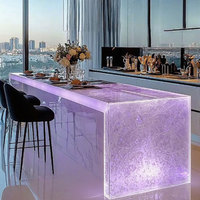 Table de bar carrée en résine transparente de luxe moderne R066, résistante aux UV, écologique, durable, pour la maison et l'hôtel