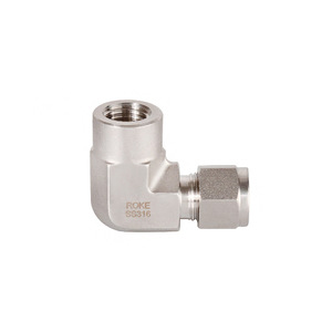 Connecteur coudé à double ferrule en acier inoxydable ROKE, filetage interne métrique 2-50 mm, pour eau, huile, gaz et milieux corrosifs - Product Image 1