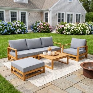 EDEN Ensemble de canapés de jardin contemporains en bois d'acacia, 6 pièces, écologiques, avec coussins imperméables, pliables, pour terrasses et hôtels - Product Image 3