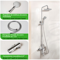 SOLVEX Mixer Shower Stainless Steel, semprotan pijat Jet braket irigasi lengan dapat disesuaikan pegangan ganda