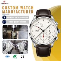 Montre à quartz solaire de luxe OEM personnalisée EPSON VR4G avec cadran à points laqués rétrogradés et stockage de cinq mois
