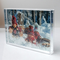 Cadre photo transparent brillant en acrylique 4*6, remplissable de paillettes flocons de neige, figurine de Noël, souvenir de vacances, ornement de table