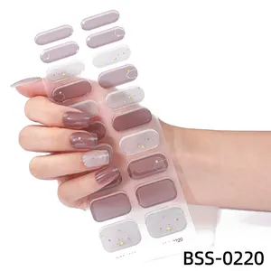 Hot Sell On Uv Gel Nail Stickers Popular In Europe US Pop Finger Custom Package Gel Nail Wraps Semi-cured Nail Strips