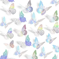 12 unids/set 3D Color reflectante pegatinas de mariposa para pared pegatinas decoración arte decoración para fiesta y a casa