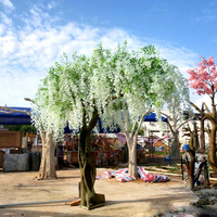 Pohon Bunga Wisteria Buatan Simulasi Tinggi, Plastik Besar untuk Dekorasi Taman, Hotel, dan Pernikahan