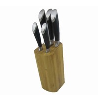 Ensemble de couteaux de cuisine à manche forgé avec bloc de couteaux en bois 6PCS