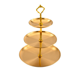 Bandeja de postres de acero inoxidable de varios niveles para exhibir pasteles y frutas, bandeja de servicio para fiestas de té en hoteles, opciones de 2 y 3 niveles. - Product Image 4