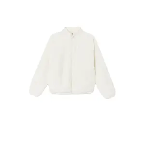 Cashmere stand collar white jacket women Short pure color jacket with thick fashion eiderdown winter jacket for women