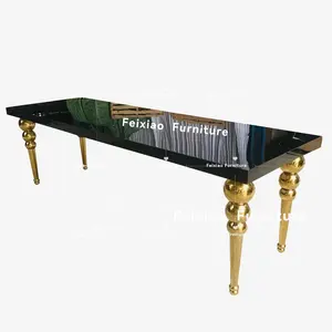 2022 New design black mirror glass stainless steel dining tables for events wedding