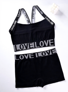 Sujetador deportivo sin aros para mujer, sin costuras, copa completa, diseño con letras impresas, tirantes no convertibles, cierre frontal, transferencia térmica - Product Image 3