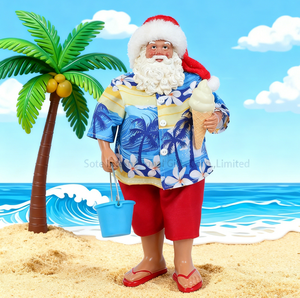 2026 SOTE Nuova Statuetta di <span class=keywords><strong>Babbo</strong></span> <span class=keywords><strong>Natale</strong></span> in Resina 28CM Stile Hawaiano Set Decorativo per le Festività Regali Festivi - Product Image 4