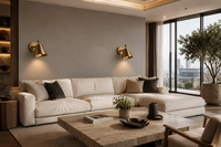 Applique Murale Conique en Laiton Vieilli Style Rétro Contemporain, Luminaire Mural Métallique à Intensité Variable pour Salle de Bain, Salon, Hôtel, Intérieur