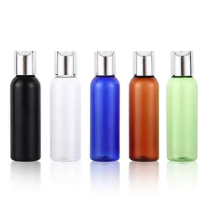 60ml 100ml 120ml 150ml 200ml 250ml en plastique d'emballage de cheveux shampooing bouteille de lotion avec or argent disque bouchon supérieur