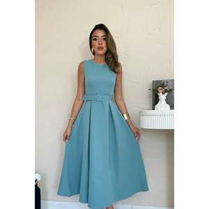 ชุดราตรีผ้าซาตินทรงเอไลน์คอ halter สีมิ้นท์สุดหรู ช่วงเอวทรงธรรมชาติ - Product Image 4