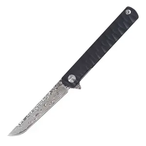 Хит продаж, карманный нож с ручкой G10, дамасский лазерный нож с гравировкой на заказ, для охоты на природе, кемпинга, выживания, OEM, складной нож