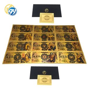 24 Designs Japon Anime <span class=keywords><strong>Saint</strong></span> <span class=keywords><strong>Seiya</strong></span> Chevaliers d'Or 10000 Yen Billets de Banque en Plastique Doré pour Collection Souvenir - Product Image 1