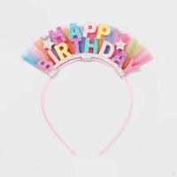 Fantaisie doux anniversaire décorations cheveux accessoires dentelle fête chapeaux argent paillettes anniversaire fille Cupcake bandeau bandes de cheveux