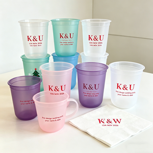Vaso de Plástico Desechable Azul con Logotipo Personalizado para Té de Burbujas, Café, Jugo, con Tapas, 12oz, 14oz, 16oz, 20oz, Vaso de Plástico Transparente de PP PET - Product Image 1