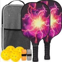 Raquette de pickleball en fibre de verre à motif artistique personnalisé, noyau en nid d'abeille PP de 16 mm, poignée ergonomique anti-transpiration pour jeu récréatif