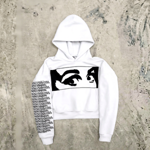 Sweat à capuche Eye Like Blues pour homme, en coton blanc, imprimé, pull-over, manches régulières, tricoté, avec logo sur le devant, design automne - Product Image 1