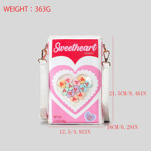 กระเป๋าสะพายข้าง PU ลายหัว<span class=keywords><strong>ใจ</strong></span>น่ารัก สีชมพู ตัวอักษรแบบลูกกวาด สำหรับผู้หญิงและเด็กผู้หญิง - Product Image 4