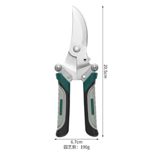 Tijeras de podar de acero inoxidable de 20.5 cm con mango verde, tijeras de podar manuales para ramas de árboles de jardín, para recortar de 10-20 mm - Product Image 1