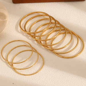 Geometric Circle Stainless Steel <b>Bracelet</b> 18k Gold Plated Titanium Steel Unisex Fashion <b>Bangle</b> - Product Image 1