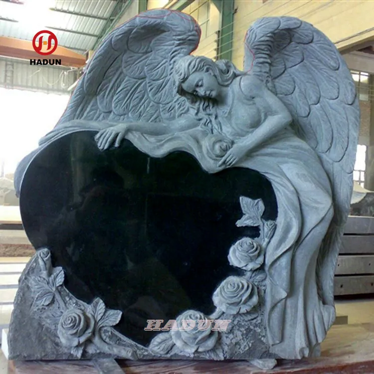 Angel Heart Headstone Monument Tombstone With Double Heart Monument