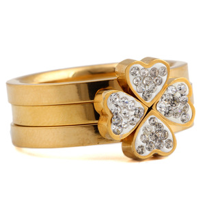 Anillo con Forma de Corazón en Tres Colores, con Incrustaciones, de Acero Inoxidable, Joyería de Moda para Mujer, Regalo - Product Image 3