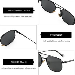 Unisex Full Rim Metal Frame <b>Polarized</b> Designer Manufacturer Fashion Famous Luxury Brand Custom <b>Men</b> <b>Sunglasses</b> with logo - Product Image 5
