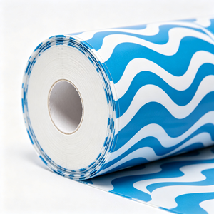 <b>Blue</b> White Flame Pattern Adhesive Film <b>Roll</b> Custom Sticker Wrap Plastic Film for Gift Craft Packaging - Product Image 4