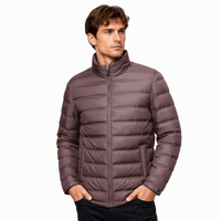 Doudoune pour homme à col montant, longueur standard, 90% duvet d'oie blanc, coupe-vent, imperméable, coque en polyester, manteau d'hiver matelassé