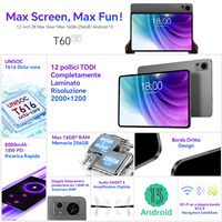 Nueva Tablet PC Android 5G con MTK, Carga Rápida, Giroscopio, T616 Octa-core, Pantalla 2K de 12 Pulgadas, 6GB de RAM y 128GB de Almacenamiento