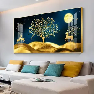 Painting Living Room Hotel Luxury Framed Acrylic Wall Art Painting Modern Art Wall Decor Crystal Porcelain Wall Art Painting