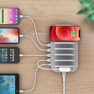 Stazione di <span class=keywords><strong>Ricarica</strong></span> Wireless USB Multifunzione 6 in 1 per Cellulari e Dispositivi, Portatile per Casa e Hotel, per l'Europa - Product Image 5