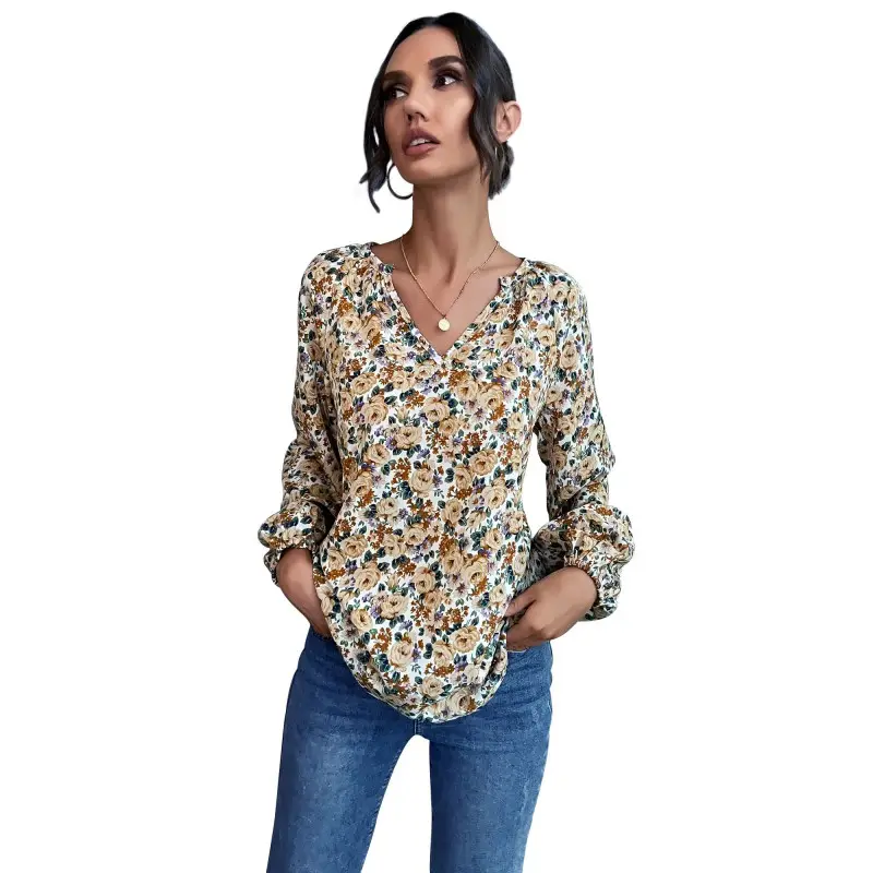 Tops cómodos de flores para mujer, blusa de diseño, ropa de otoño