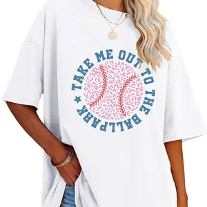 Wholesale New Design Half Sleeve Letters Print Written In A Circle Loose Fitting Tee For Women Ladies Girls