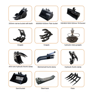 <span class=keywords><strong>Kit</strong></span> d'accessoires pour mini-excavatrice avec <span class=keywords><strong>godet</strong></span> étroit, déchiqueteur, <span class=keywords><strong>râteau</strong></span>, tarière, grappin, attache rapide, <span class=keywords><strong>godet</strong></span> de criblage - Product Image 1