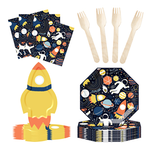 Platos Desechables con Forma de Cohete Personalizados DAMAI, Vajilla con Temática de Astronautas y Planetas para Decoración de Fiestas de Cumpleaños de Niños - Product Image 6